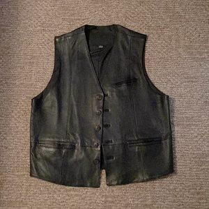 Leather button down vest